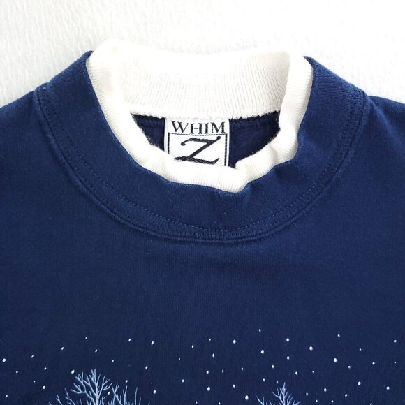 Whim Z Vintage Grandma Sweatshirt Glitter Double Crewneck Snow Trees Medium - Picture 10 of 15